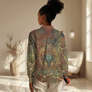 Tatenen Ancient Egyptian Women Casual Shirt Father of the Gods Design with Minerals