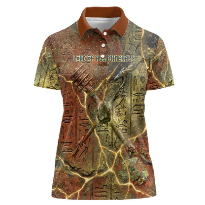Tatenen Ancient Egyptian Women Polo Shirt Father of the Gods Design with Minerals