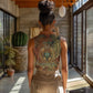Tatenen Ancient Egyptian Women Sleeveless Polo Shirt Father of the Gods Design with Minerals