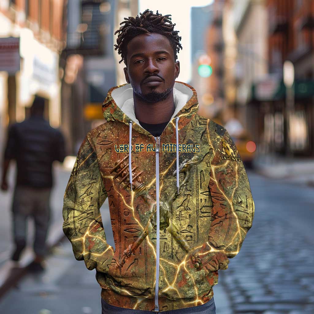 Tatenen Ancient Egyptian Zip Hoodie Father of the Gods Design with Minerals