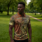 Tatenen Ancient Egyptian Zipper Polo Shirt Father of the Gods Design with Minerals