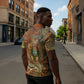 Tatenen Ancient Egyptian Zipper Polo Shirt Father of the Gods Design with Minerals