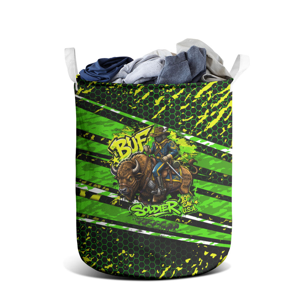 Buffalo Soldiers 10th Cavalry Regiment Laundry Basket Graffiti Urban Streetwear Style Graphic Art