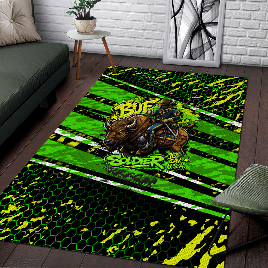 Buffalo Soldiers 10th Cavalry Regiment Area Rug Graffiti Urban Streetwear Style Graphic Art
