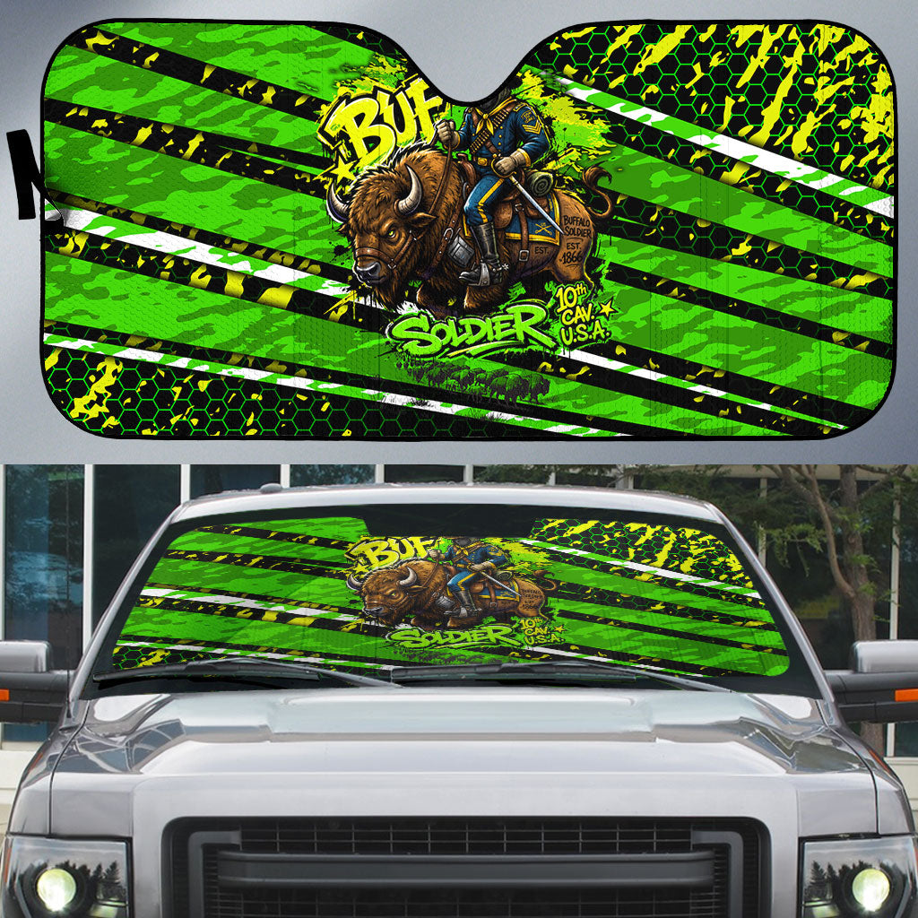 Buffalo Soldiers 10th Cavalry Regiment Auto Sun Shade Graffiti Urban Streetwear Style Graphic Art