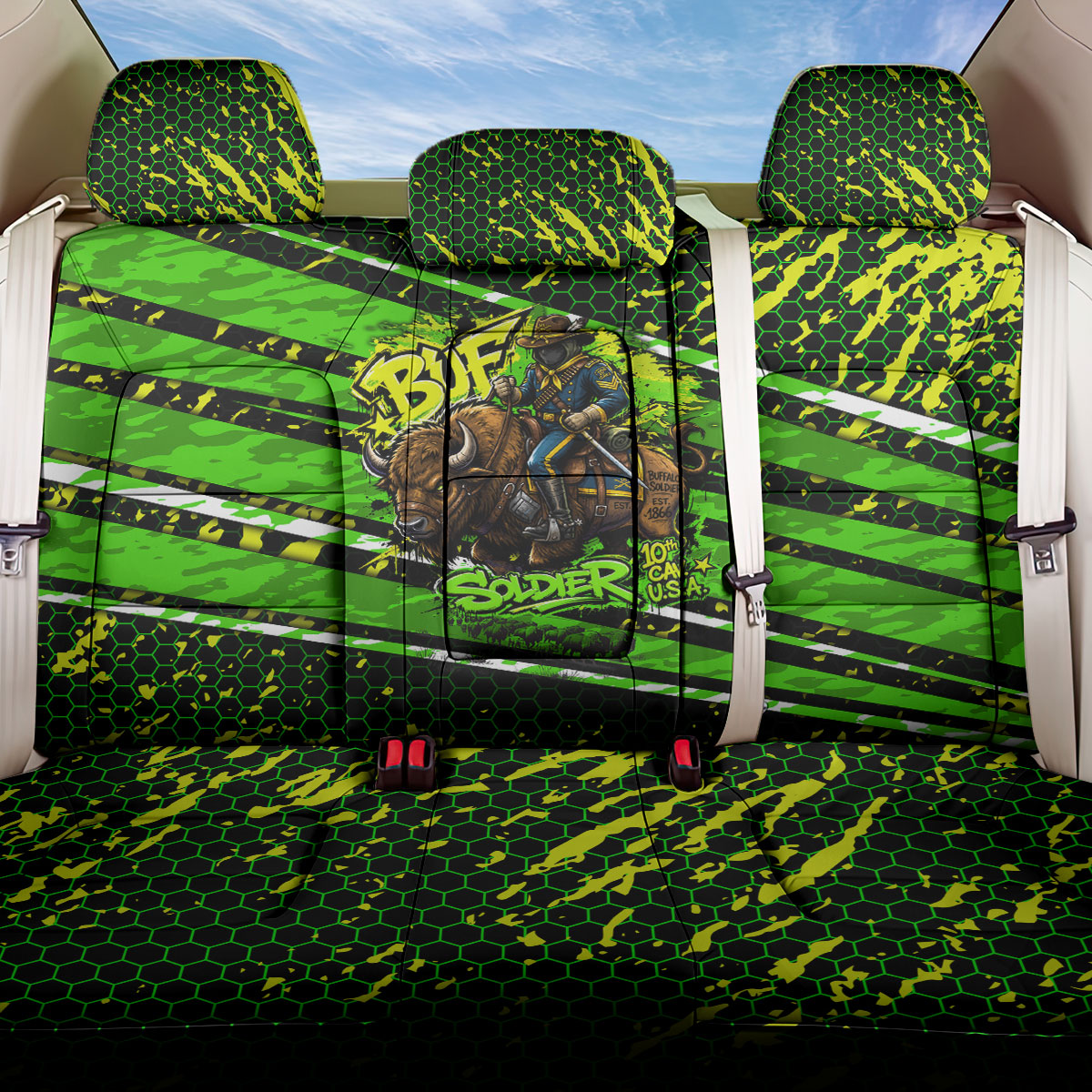 Buffalo Soldiers 10th Cavalry Regiment Back Car Seat Cover Graffiti Urban Streetwear Style Graphic Art