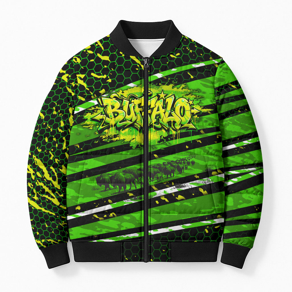 Buffalo Soldiers 10th Cavalry Regiment Bomber Puffer Jacket Graffiti Urban Streetwear Style Graphic Art