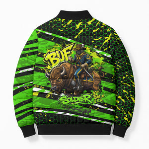 Buffalo Soldiers 10th Cavalry Regiment Bomber Puffer Jacket Graffiti Urban Streetwear Style Graphic Art