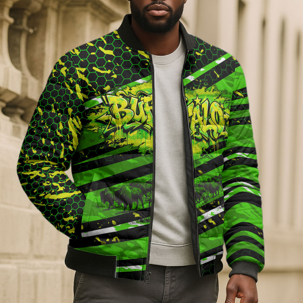 Buffalo Soldiers 10th Cavalry Regiment Bomber Puffer Jacket Graffiti Urban Streetwear Style Graphic Art