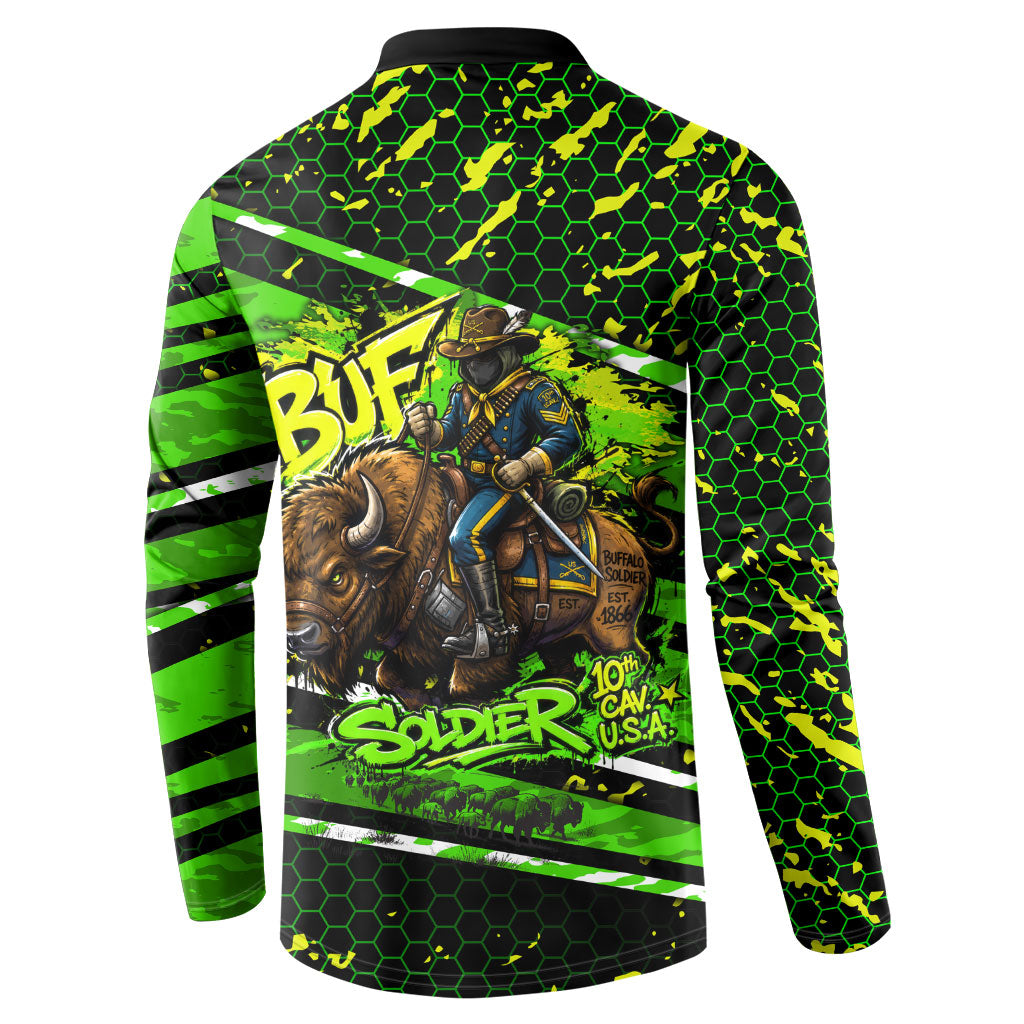 Buffalo Soldiers 10th Cavalry Regiment Button Sweatshirt Graffiti Urban Streetwear Style Graphic Art