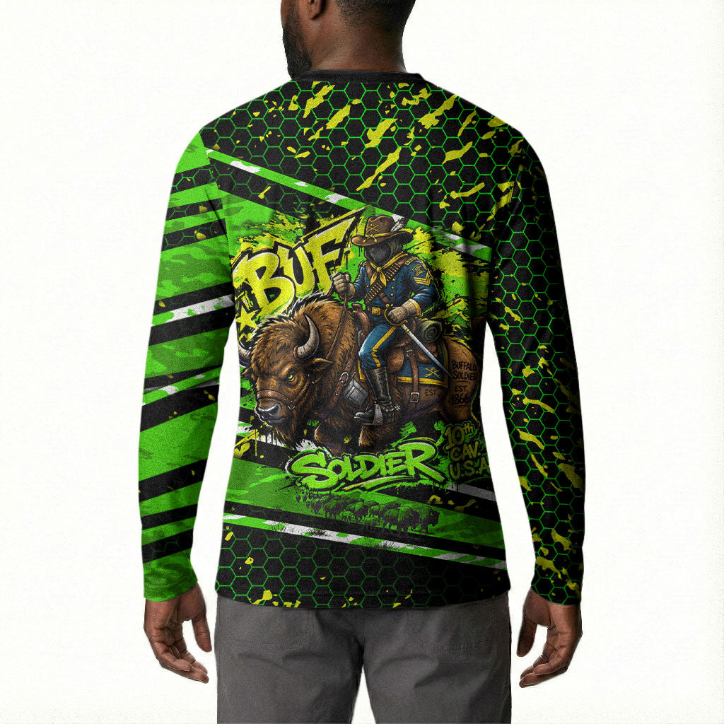 Buffalo Soldiers 10th Cavalry Regiment Button Sweatshirt Graffiti Urban Streetwear Style Graphic Art