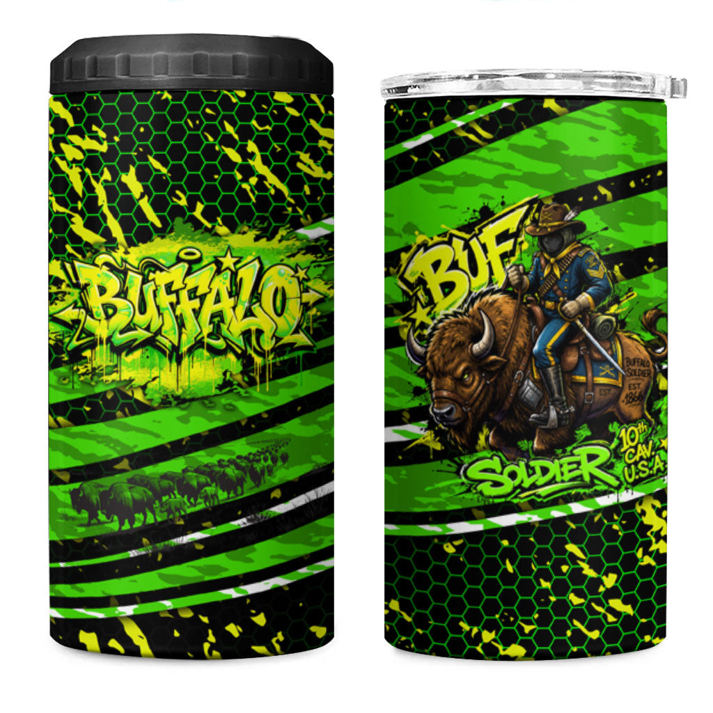 Buffalo Soldiers 10th Cavalry Regiment 4 in 1 Can Cooler Tumbler Graffiti Urban Streetwear Style Graphic Art