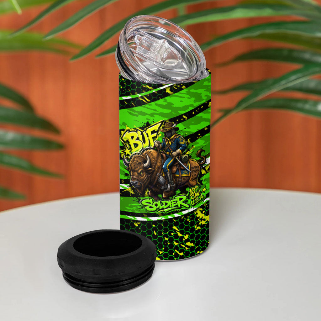 Buffalo Soldiers 10th Cavalry Regiment 4 in 1 Can Cooler Tumbler Graffiti Urban Streetwear Style Graphic Art
