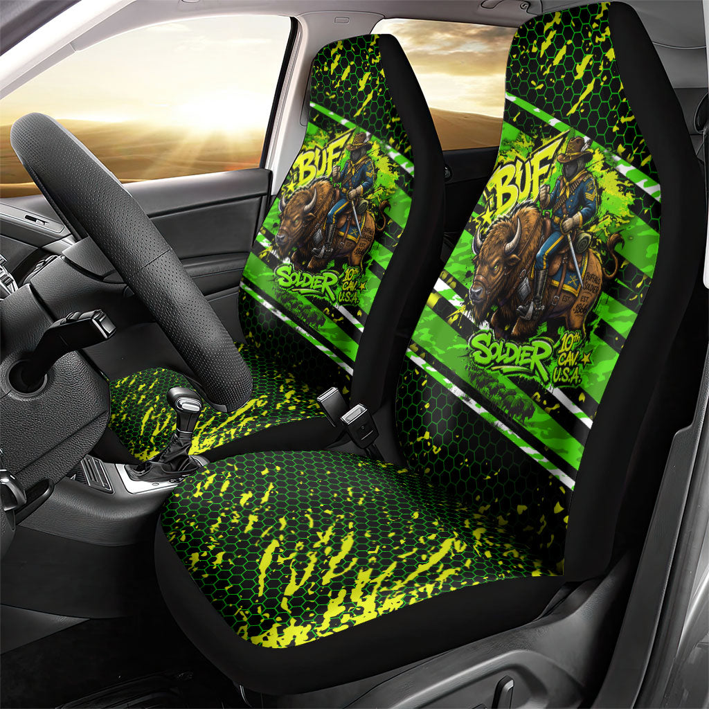 Buffalo Soldiers 10th Cavalry Regiment Car Seat Cover Graffiti Urban Streetwear Style Graphic Art