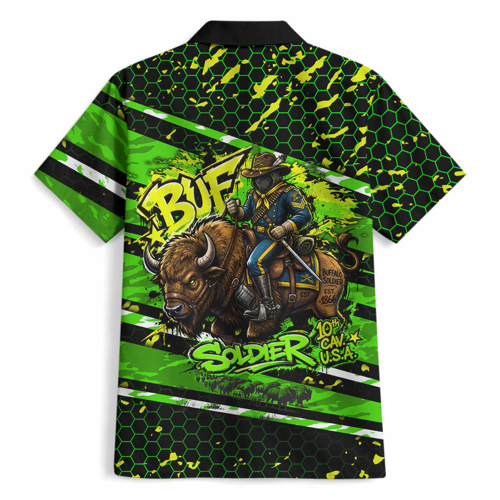 Buffalo Soldiers 10th Cavalry Regiment Hawaiian Shirt Graffiti Urban Streetwear Style Graphic Art