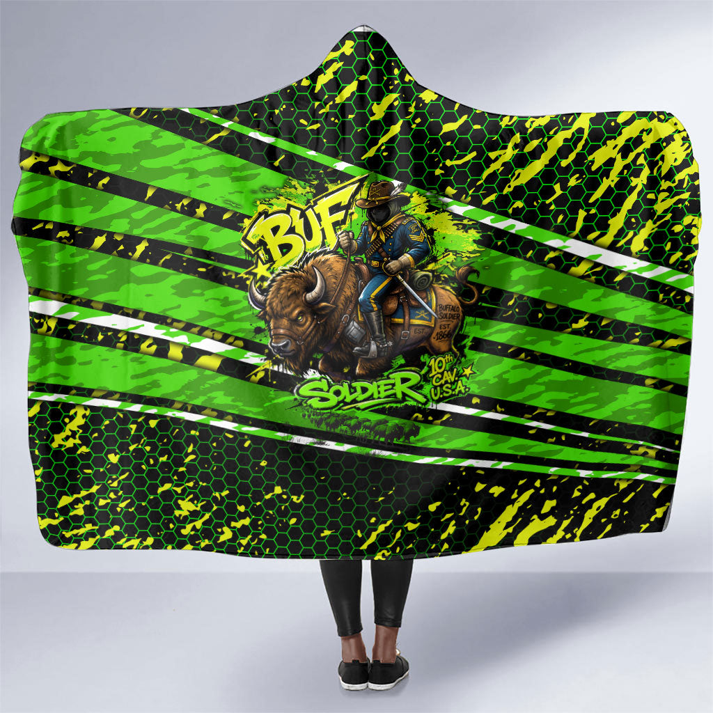 Buffalo Soldiers 10th Cavalry Regiment Hooded Blanket Graffiti Urban Streetwear Style Graphic Art