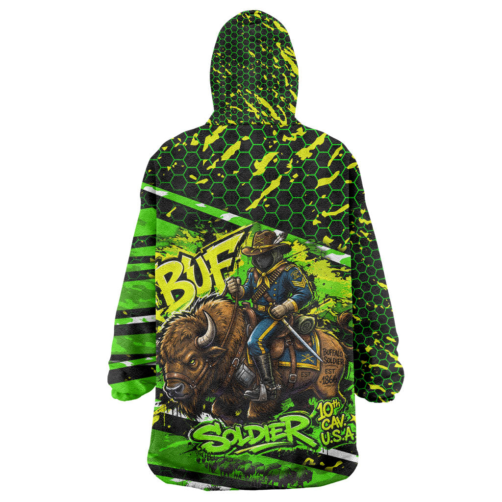 Buffalo Soldiers 10th Cavalry Regiment Kid Wearable Blanket Hoodie Graffiti Urban Streetwear Style Graphic Art