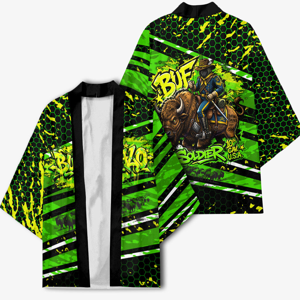 Buffalo Soldiers 10th Cavalry Regiment Kimono Graffiti Urban Streetwear Style Graphic Art