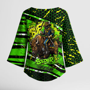 Buffalo Soldiers 10th Cavalry Regiment Kimono Sleeve Blouse Graffiti Urban Streetwear Style Graphic Art