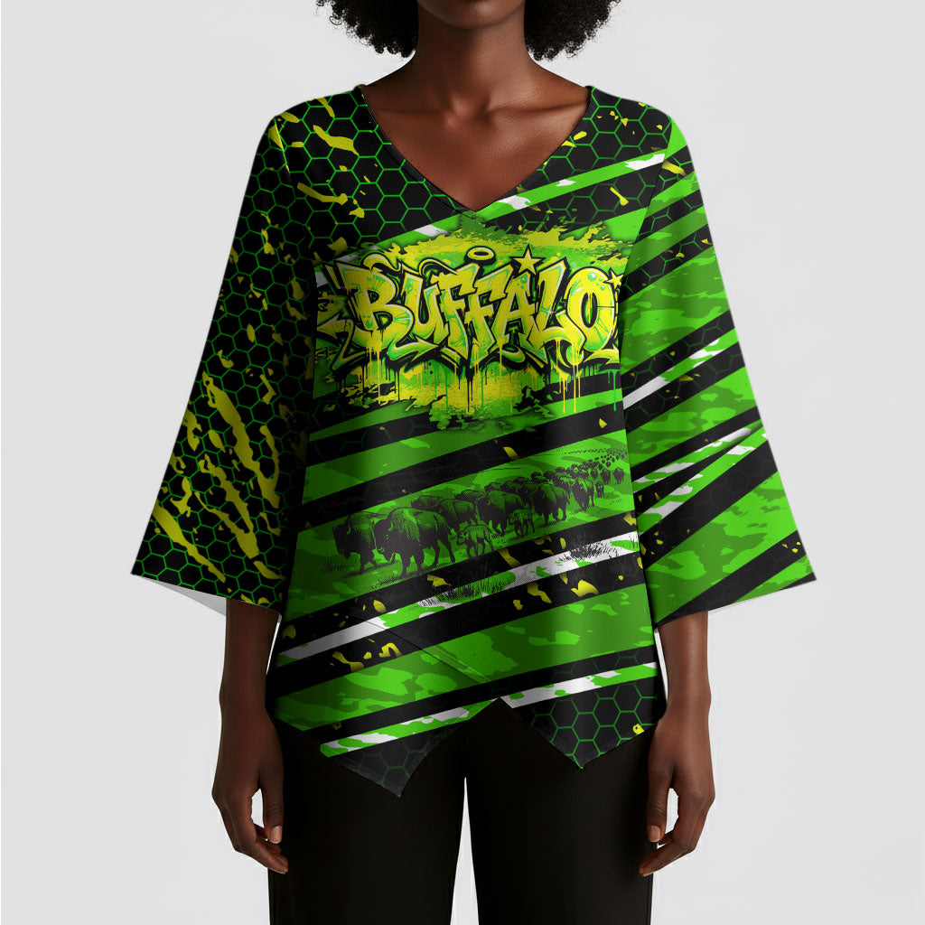 Buffalo Soldiers 10th Cavalry Regiment Kimono Sleeve Blouse Graffiti Urban Streetwear Style Graphic Art