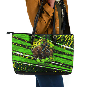 Buffalo Soldiers 10th Cavalry Regiment Leather Tote Bag Graffiti Urban Streetwear Style Graphic Art