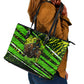 Buffalo Soldiers 10th Cavalry Regiment Leather Tote Bag Graffiti Urban Streetwear Style Graphic Art