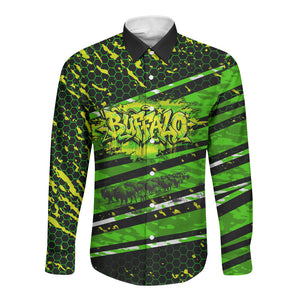 Buffalo Soldiers 10th Cavalry Regiment Long Sleeve Button Shirt Graffiti Urban Streetwear Style Graphic Art