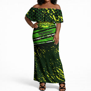 Buffalo Soldiers 10th Cavalry Regiment Off Shoulder Maxi Dress Graffiti Urban Streetwear Style Graphic Art
