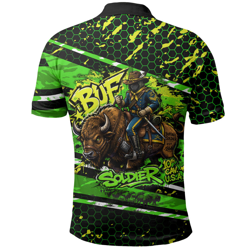 Buffalo Soldiers 10th Cavalry Regiment Polo Shirt Graffiti Urban Streetwear Style Graphic Art