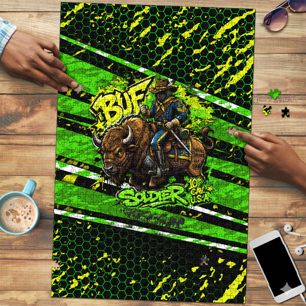 Buffalo Soldiers 10th Cavalry Regiment Puzzle Graffiti Urban Streetwear Style Graphic Art
