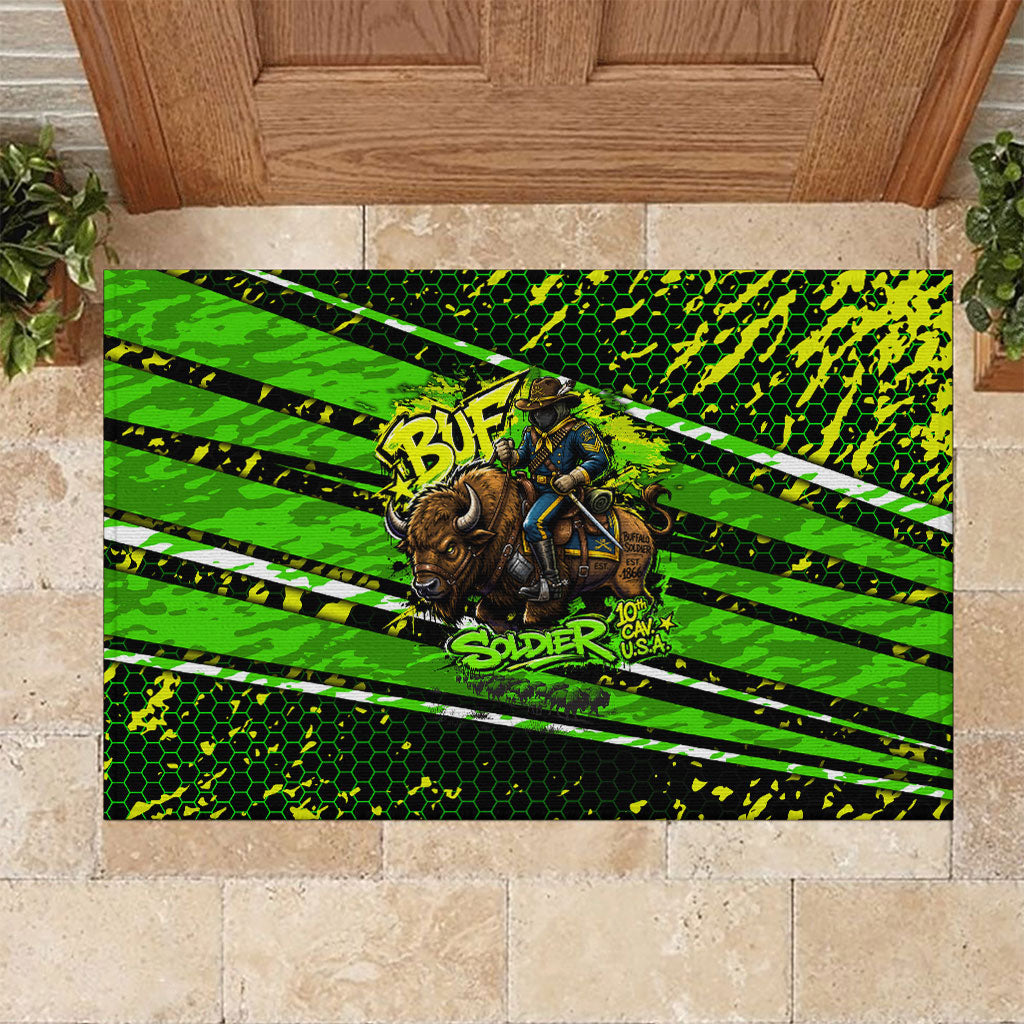 Buffalo Soldiers 10th Cavalry Regiment Rubber Doormat Graffiti Urban Streetwear Style Graphic Art