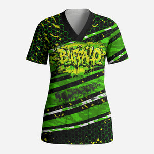 Buffalo Soldiers 10th Cavalry Regiment Scrub Top Graffiti Urban Streetwear Style Graphic Art