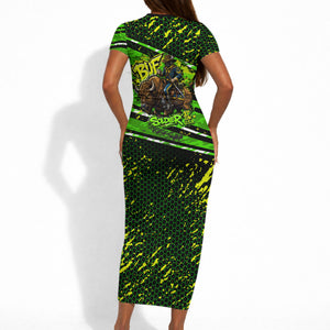 Buffalo Soldiers 10th Cavalry Regiment Short Sleeve Bodycon Dress Graffiti Urban Streetwear Style Graphic Art