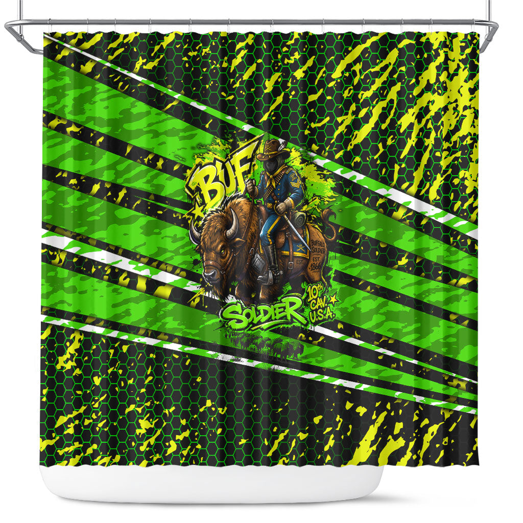 Buffalo Soldiers 10th Cavalry Regiment Shower Curtain Graffiti Urban Streetwear Style Graphic Art