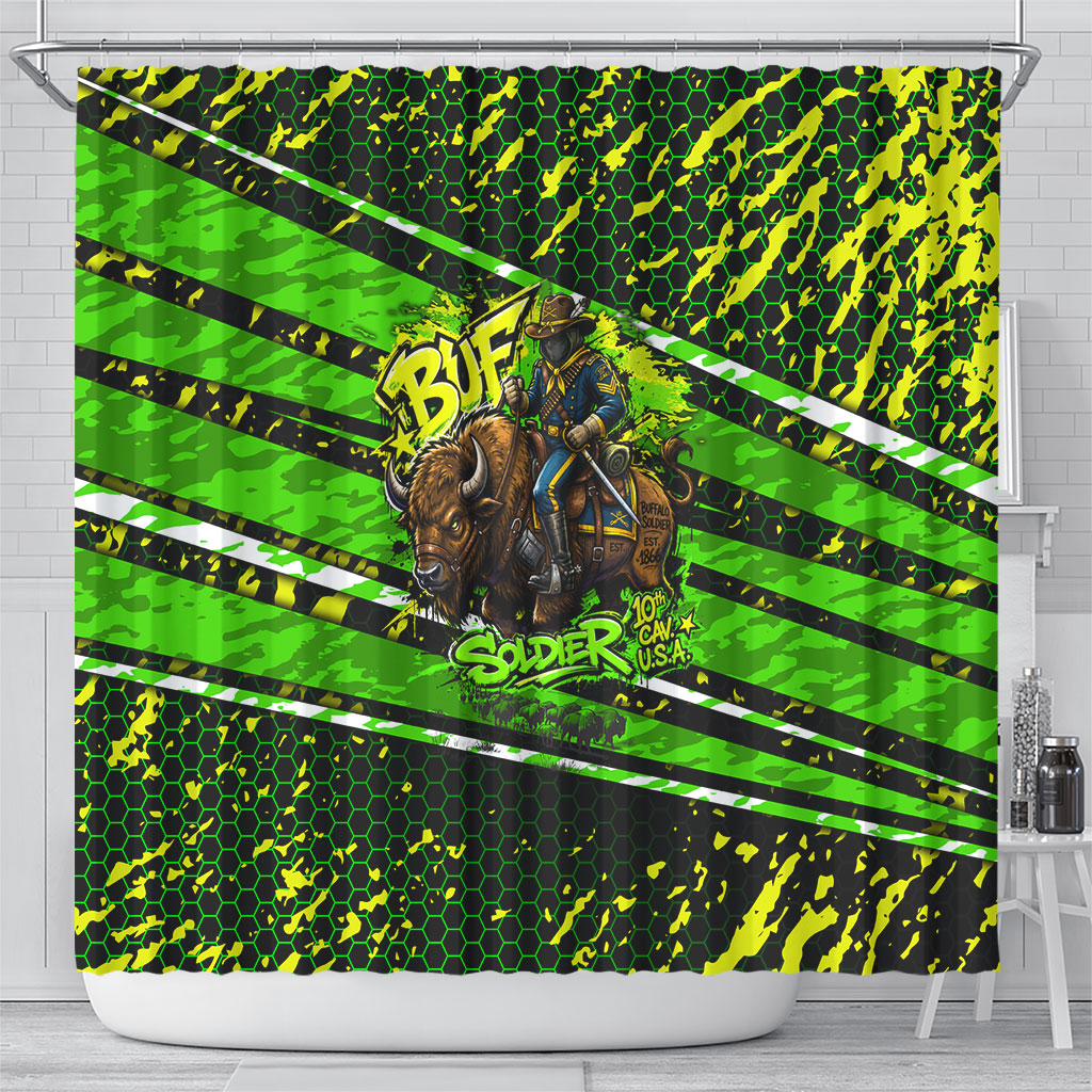 Buffalo Soldiers 10th Cavalry Regiment Shower Curtain Graffiti Urban Streetwear Style Graphic Art