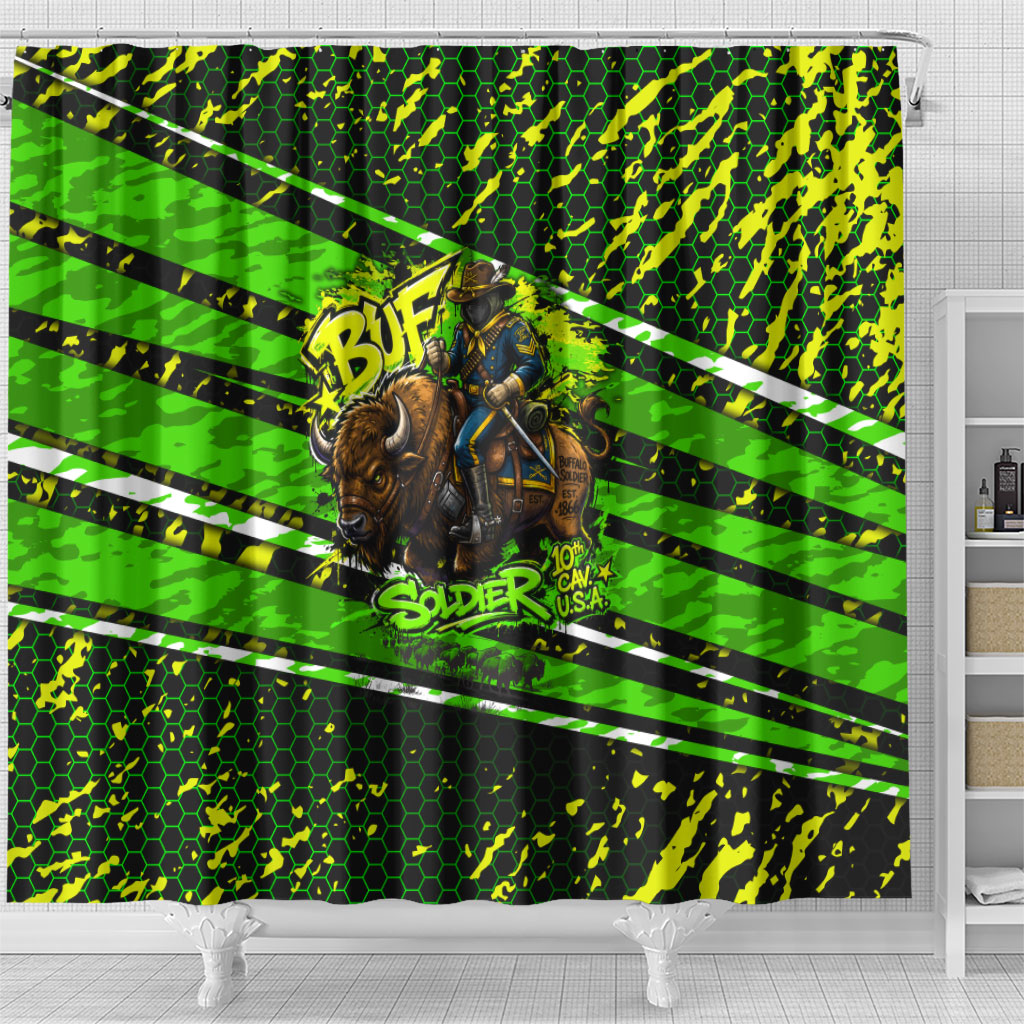 Buffalo Soldiers 10th Cavalry Regiment Shower Curtain Graffiti Urban Streetwear Style Graphic Art