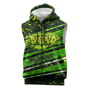 Buffalo Soldiers 10th Cavalry Regiment Sleeveless Zip Hoodie Graffiti Urban Streetwear Style Graphic Art