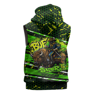 Buffalo Soldiers 10th Cavalry Regiment Sleeveless Zip Hoodie Graffiti Urban Streetwear Style Graphic Art