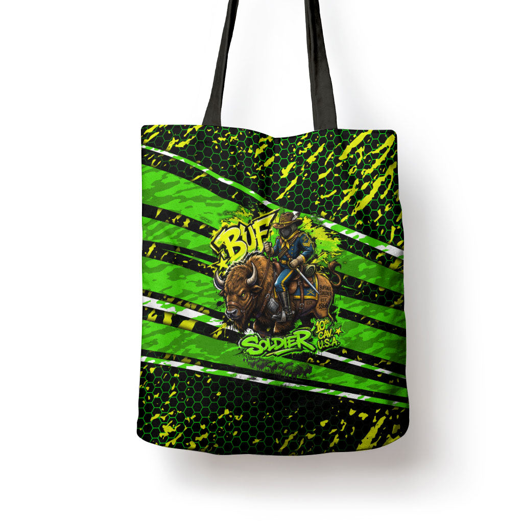 Buffalo Soldiers 10th Cavalry Regiment Tote Bag Graffiti Urban Streetwear Style Graphic Art