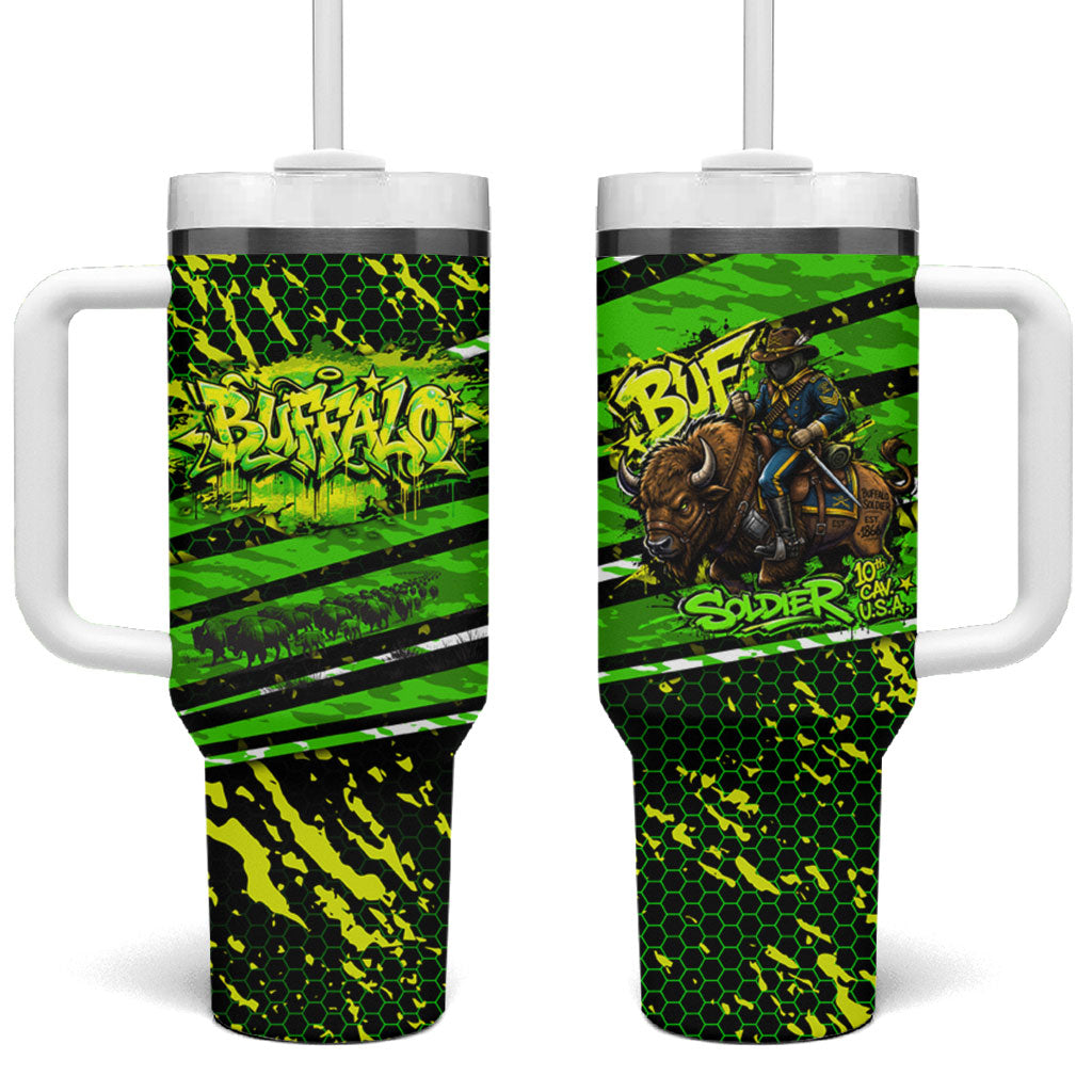 Buffalo Soldiers 10th Cavalry Regiment Tumbler With Handle Graffiti Urban Streetwear Style Graphic Art