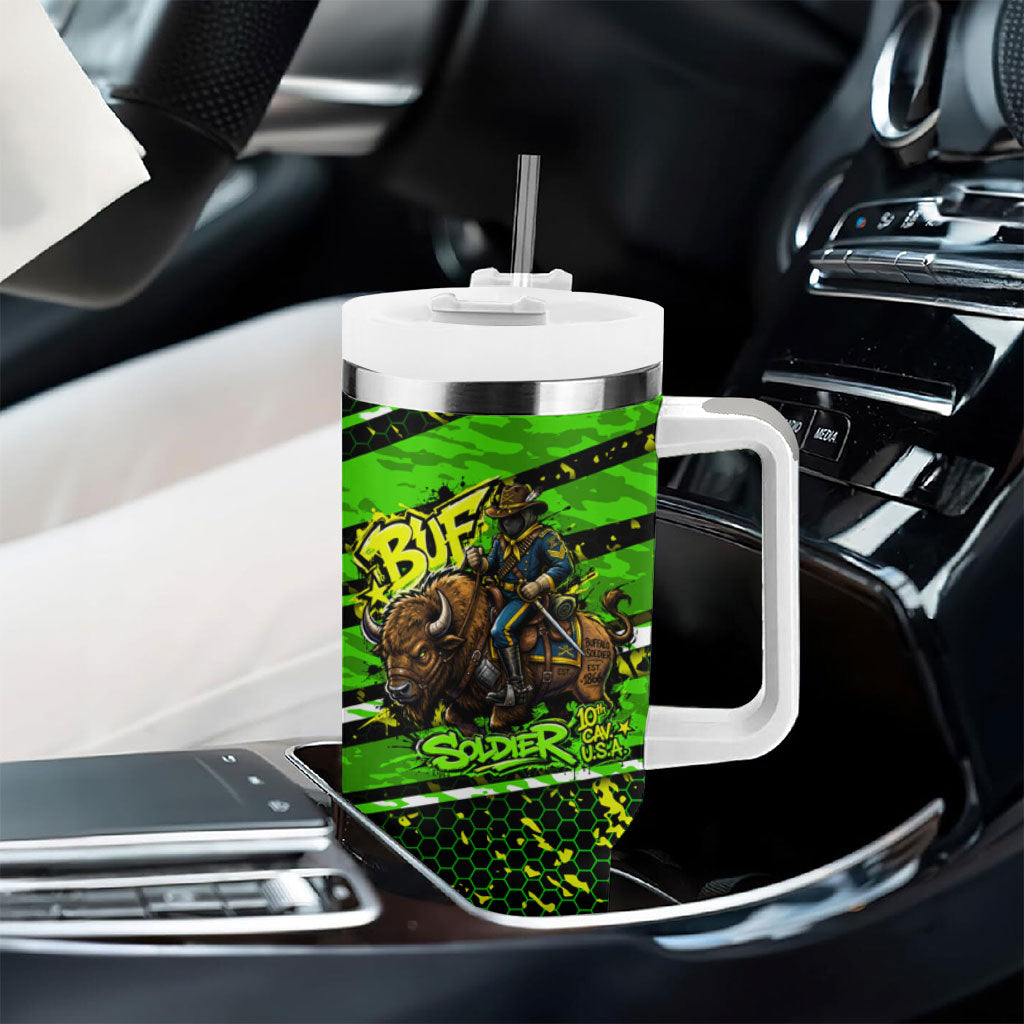 Buffalo Soldiers 10th Cavalry Regiment Tumbler With Handle Graffiti Urban Streetwear Style Graphic Art