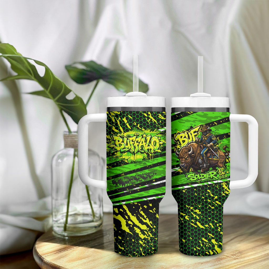 Buffalo Soldiers 10th Cavalry Regiment Tumbler With Handle Graffiti Urban Streetwear Style Graphic Art