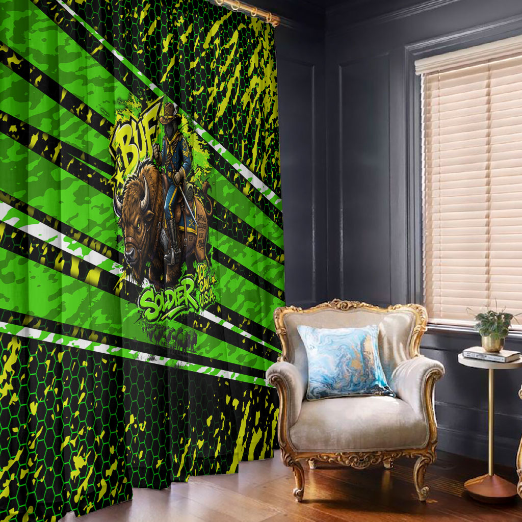 Buffalo Soldiers 10th Cavalry Regiment Window Curtain Graffiti Urban Streetwear Style Graphic Art