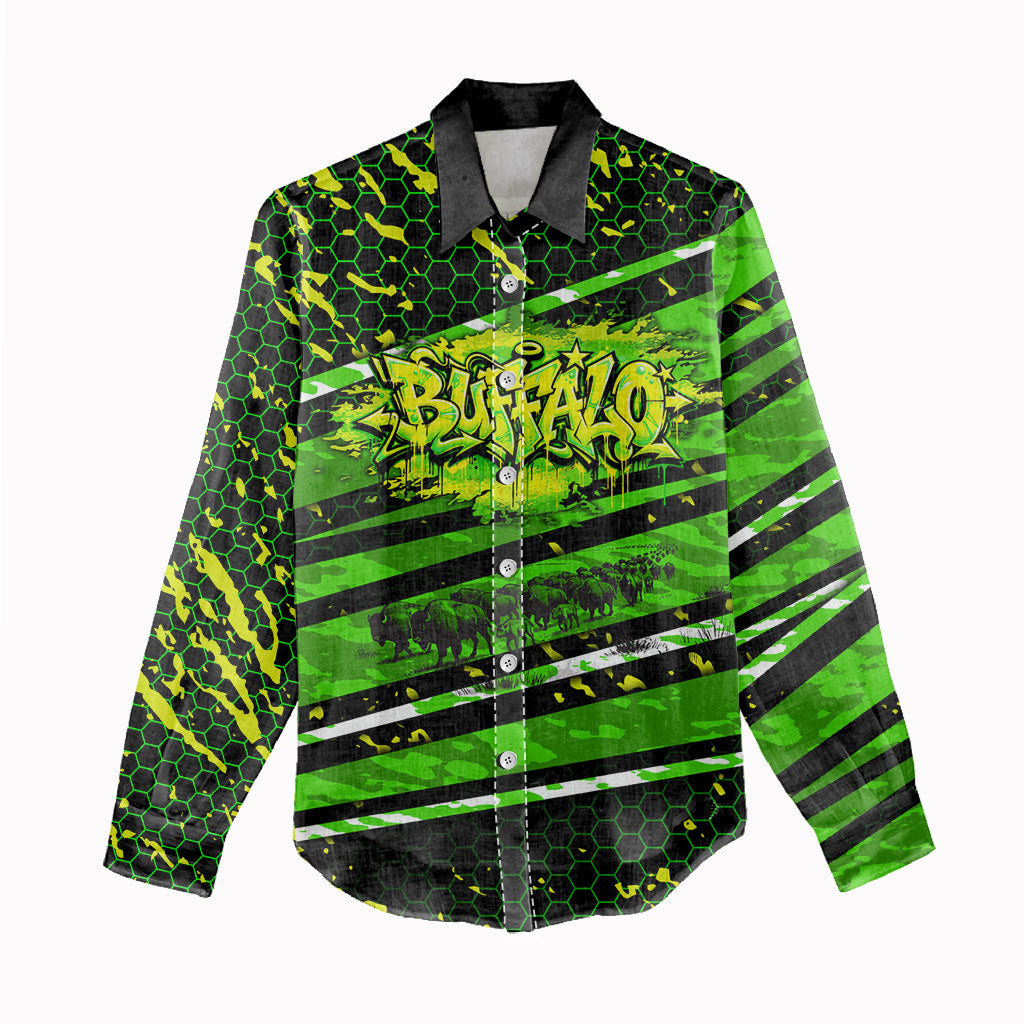 Buffalo Soldiers 10th Cavalry Regiment Women Casual Shirt Graffiti Urban Streetwear Style Graphic Art