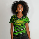 Buffalo Soldiers 10th Cavalry Regiment Women V-Neck T-Shirt Graffiti Urban Streetwear Style Graphic Art