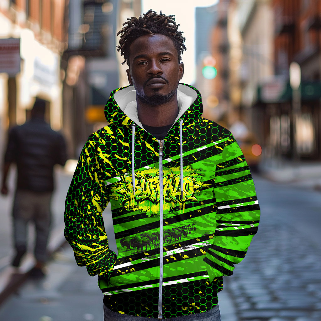 Buffalo Soldiers 10th Cavalry Regiment Zip Hoodie Graffiti Urban Streetwear Style Graphic Art