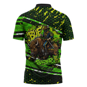 Buffalo Soldiers 10th Cavalry Regiment Zipper Polo Shirt Graffiti Urban Streetwear Style Graphic Art