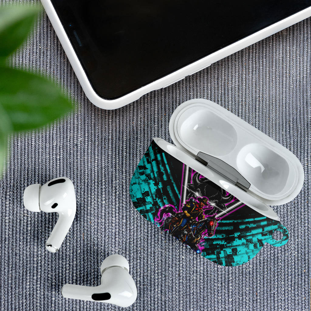 Buffalo Soldiers 9th Cavalry Regiment AirPods Case Cyberpunk Synthwave Neon Futuristic Graphic Art