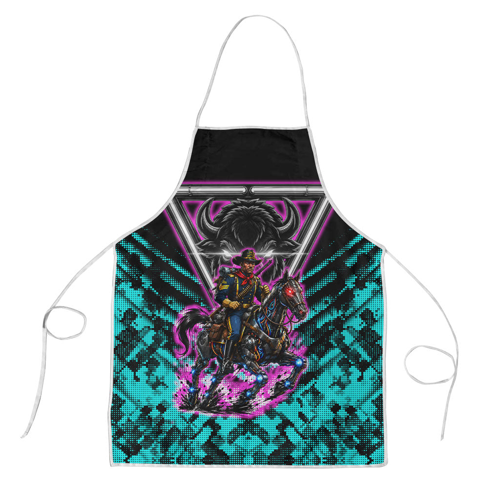 Buffalo Soldiers 9th Cavalry Regiment Apron Cyberpunk Synthwave Neon Futuristic Graphic Art