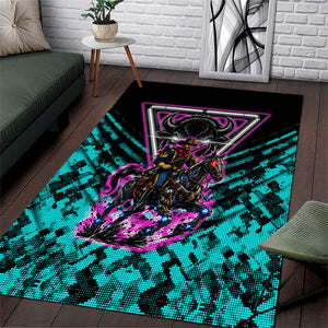 Buffalo Soldiers 9th Cavalry Regiment Area Rug Cyberpunk Synthwave Neon Futuristic Graphic Art
